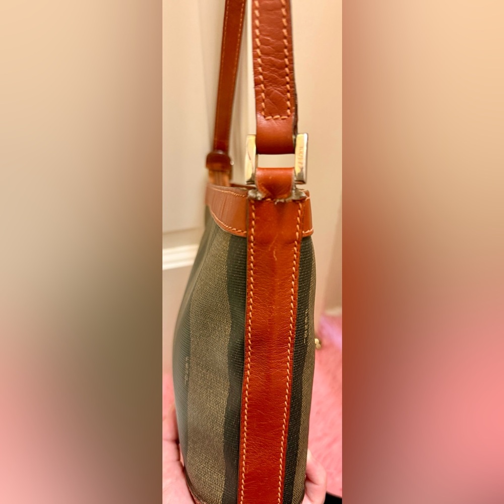 SOLD Vintage FENDI Pequin Coated Canvas Adjustable Strap Crossbody Striped Bag - Picture 11 of 16